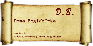 Doma Boglárka névjegykártya